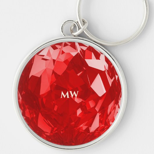 Modern Juli Birthstone Ruby Naam Premium Sleutelhanger (Voorkant)