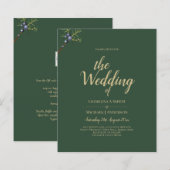 Modern JUNIPER Green GOLD Wedding Invite (Voorkant / Achterkant)