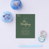 Modern JUNIPER Green GOLD Wedding Invite Flyer (Enkel)