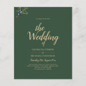 Modern JUNIPER Green GOLD Wedding Invite Flyer (Voorkant)