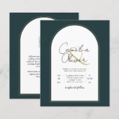 Modern JUNIPER Green Gold Wedding INVITE QR Code (Voorkant / Achterkant)