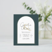 Modern JUNIPER Green Gold Wedding INVITE QR Code (Staand voorkant)