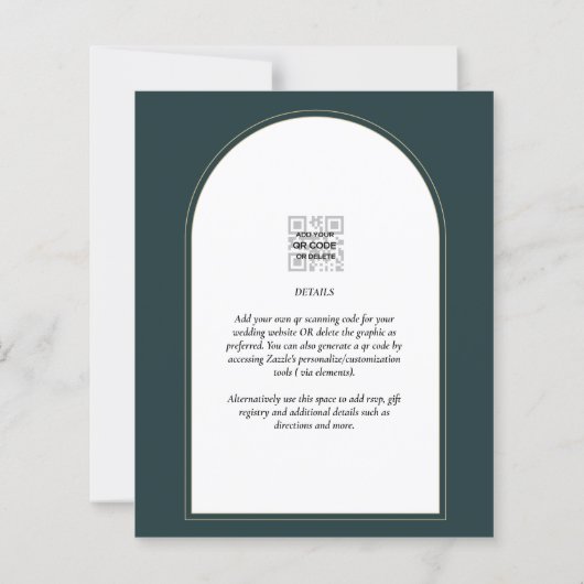 Modern JUNIPER Green Gold Wedding INVITE QR Code (Achterkant)