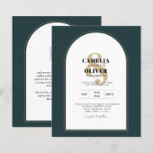 Modern JUNIPER Green Gold Wedding INVITE QR Code (Voorkant / Achterkant)