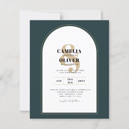 Modern JUNIPER Green Gold Wedding INVITE QR Code (Voorkant)