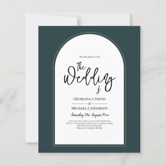Modern JUNIPER Green Gold Wedding INVITE QR Code (Voorkant)