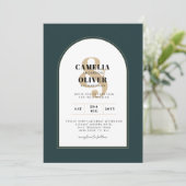 Modern JUNIPER Green Gold Wedding INVITE QR Code Kaart (Staand voorkant)
