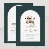 Modern JUNIPER Green Gold Wedding INVITE QR Code Kaart (Voorkant / Achterkant)