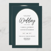 Modern JUNIPER Green Gold Wedding INVITE QR Code Kaart (Voorkant / Achterkant)