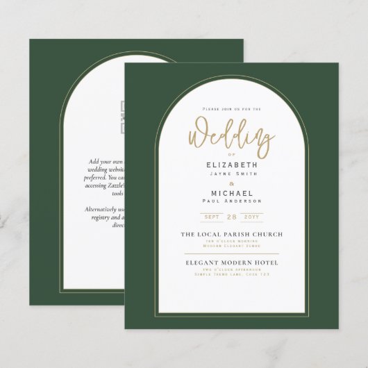 Modern Juniper Green Wedding Invitation (Voorkant / Achterkant)
