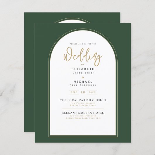 Modern Juniper Green Wedding Invitation (Voorkant / Achterkant)