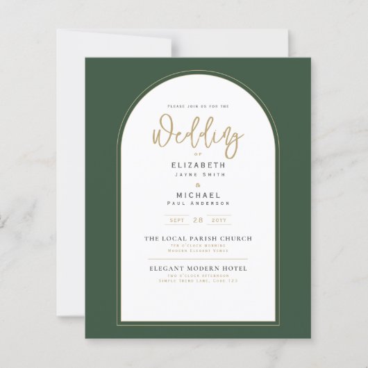 Modern Juniper Green Wedding Invitation (Voorkant)