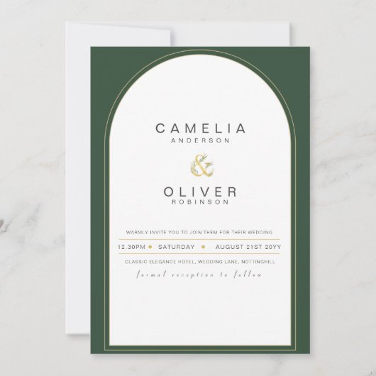 Modern Juniper Green Wedding Invitation Kaart (Voorkant)