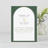 Modern Juniper Green Wedding Invitation Kaart (Staand voorkant)