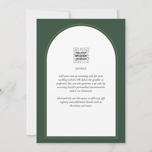 Modern Juniper Green Wedding Invitation Kaart (Achterkant)