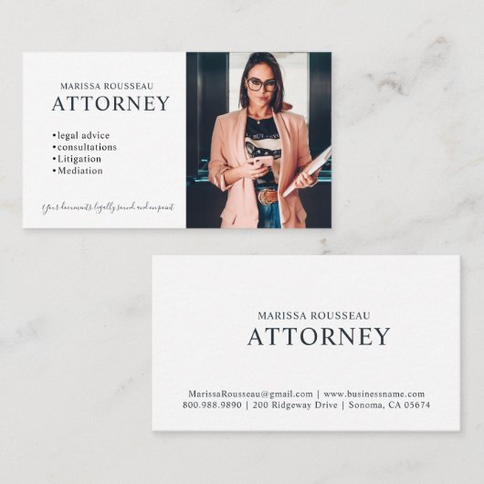 Modern Jurist Foto Professioneel Visitekaartje (Voorkant / Achterkant)