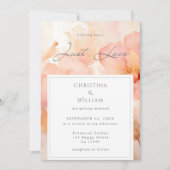Modern Just Love Peach Floral Wedding Kaart (Voorkant)