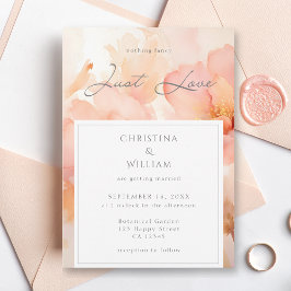Modern Just Love Peach Floral Wedding Kaart