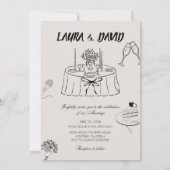 Modern Just Love Wedding Party-Minimalist Line Art Kaart (Achterkant)