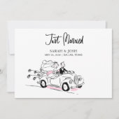 Modern Just Married Black & White Nieuwbruidspaar  Kaart (Voorkant)