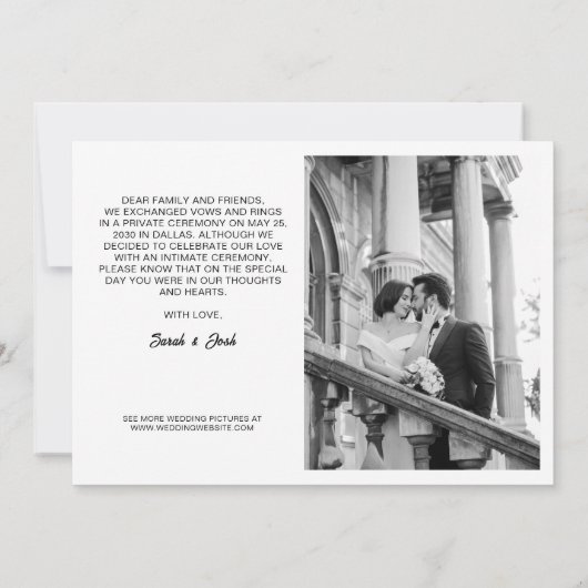 Modern Just Married Black & White Nieuwbruidspaar  Kaart (Achterkant)