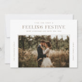 Modern Just Married Pas getrouwd 2 Foto Kerst Feestdagenkaart (Voorkant)