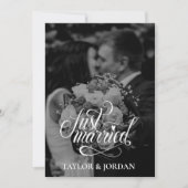 Modern Just Married Photo Custom Wedding Thank You Aankondiging (Voorkant)