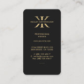 Modern K Monogram Professioneel Zwart Faux Goud Visitekaartje (Achterkant)