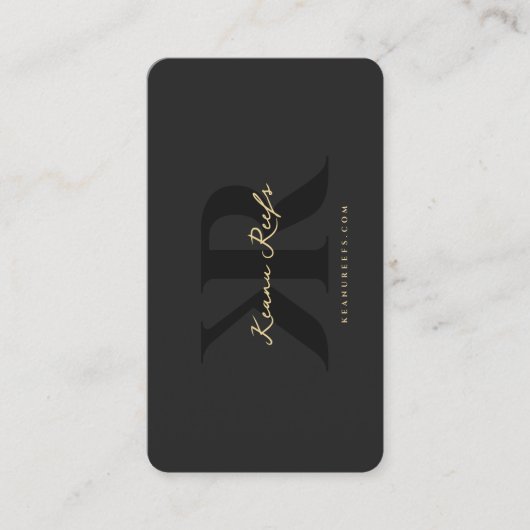 Modern K R Logo Initialen Monogram Zwart Goud Visitekaartje (Voorkant)