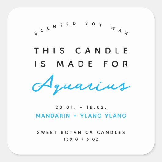 Modern kaars zodiac label (Voorkant)