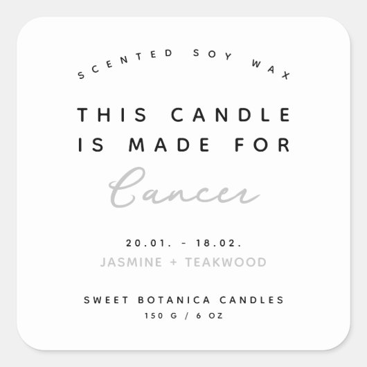 Modern kaars zodiac label (Voorkant)