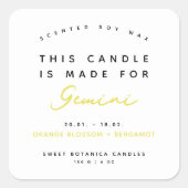 Modern kaars zodiac label (Voorkant)