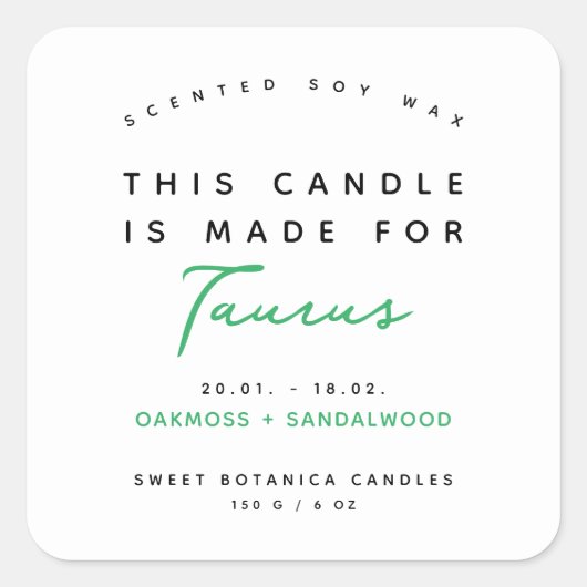 Modern kaars zodiac label (Voorkant)