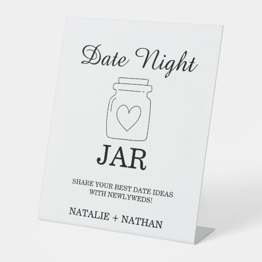 Modern kaart voor date night - Bruiloftsspel teken Reclamebord Met Voetstuk (Voorkant)