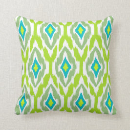 Modern kalkgroen blauwgroen Ikat Tribal Pattern 1a Kussen