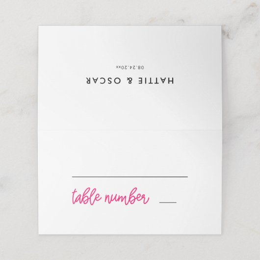 Modern kalligrafie diner plaatskaartje (Buitenkant ongevouwen)