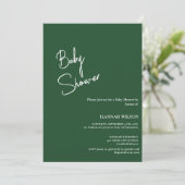 Modern Kalligrafie Emerald groen baby shower Kaart (Staand voorkant)