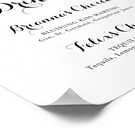 Modern kalligrafie handtekening drankjes bord poster (Hoek)