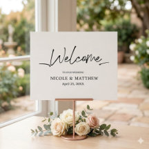 Modern kalligrafie huwelijksreceptie bord