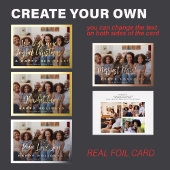 Modern kalligrafie script 4 foto Kerstmis goud Folie Feestdagenkaart