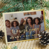 Modern kalligrafie script 4 foto Kerstmis goud Folie Feestdagenkaart