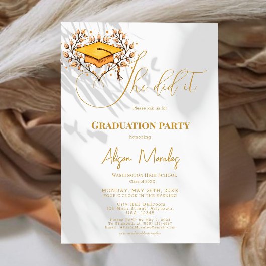 Modern kalligrafie script Afstuderen ze deed het Kaart