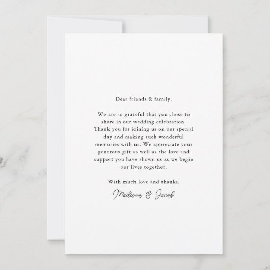 Modern kalligrafie script bruiloft drie foto bedankkaart (Achterkant)