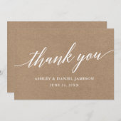 Modern kalligrafie script bruiloft kraft bedankkaart (Voorkant / Achterkant)