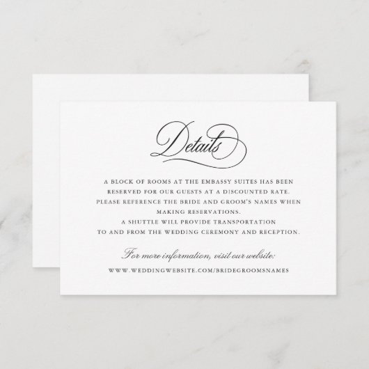 Modern kalligrafie script Elegant Details invoegen Kaart (Voorkant / Achterkant)