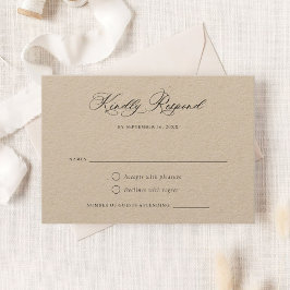Modern kalligrafie Script Elegant Kraft Paper RSVP Kaart