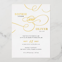 Modern kalligrafie script Elegant Wedding Gold Folie Uitnodiging