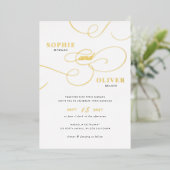 Modern kalligrafie script Elegant Wedding Gold Folie Uitnodiging (Staand Voorkant)