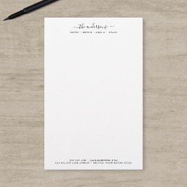Modern kalligrafie script gepersonaliseerde famili briefpapier