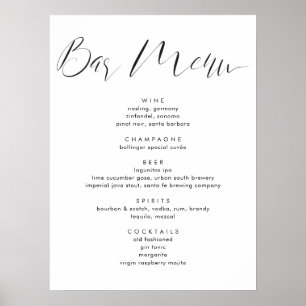 Modern kalligrafie script huwelijksdranken bar men poster